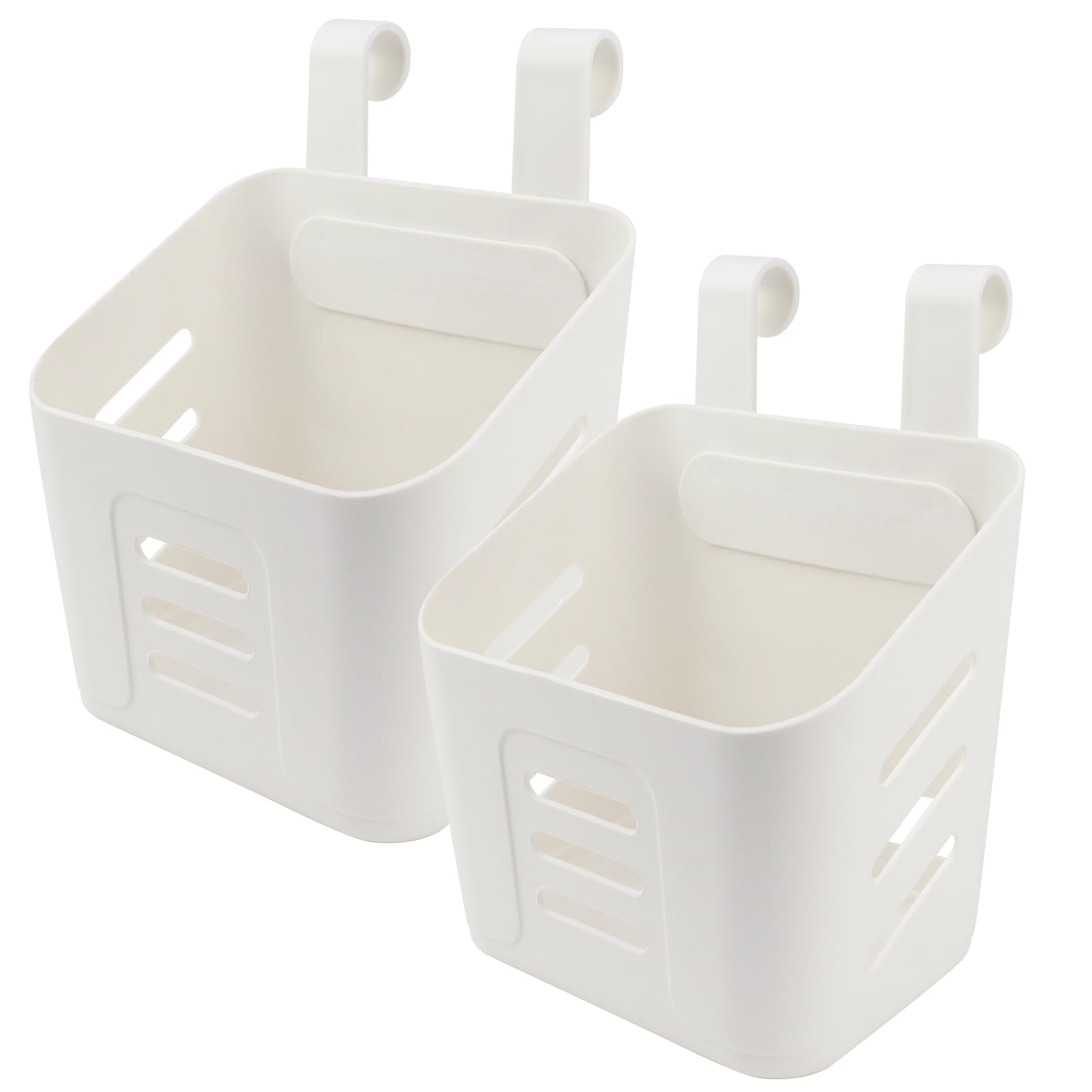 LNQ LUNIQI 2Pcs Hanging Storage Baskets with Detachable Hooks - Plastic Shower Kitchen Organizer with Drainage Holes for