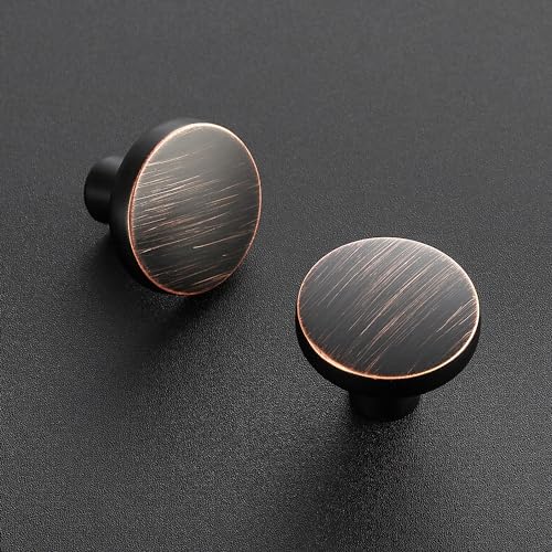 Image of Ravinte 30 Pack Solid Single Hole Kitchen Round Cabinet Knobs Oil-Rubbed Bronze Pulls Drawer Knobs Kitchen Cabinet Hardware Handles