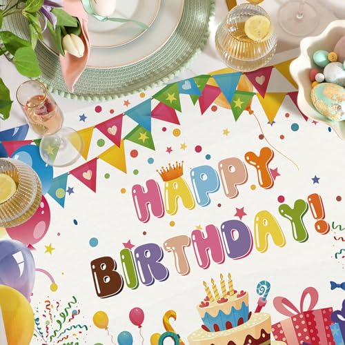 Set de table jetable anniversaire avec ballons multicolores pour buffet de fête - 5