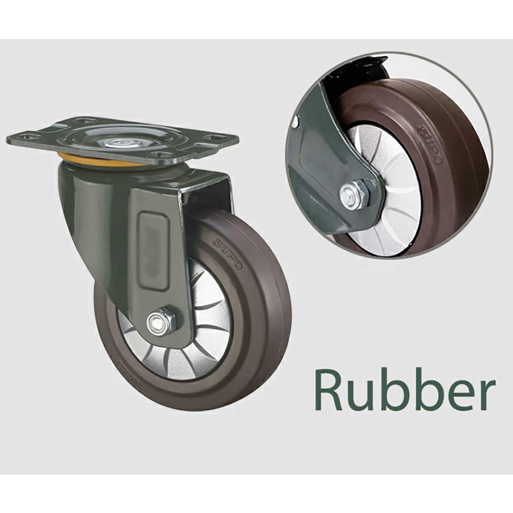 4 Ruedas giratorias de Goma Resistentes para carros de Muebles con Freno, 2 tamaños (2 fijas + 2 sin Freno de 50 mm/2″ (4 Unidades))