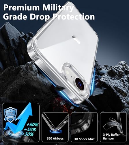 Image of FNTCASE for iPhone 17e & iPhone 16e Case Clear: Phone Cases Compatible with Magsafe Slim Anti Yellowing Military Grade Drop Protection Rugged Shockproof Protective Transparent Phone Cover (B-Clear)