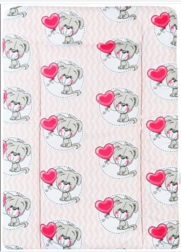 BABYMAM Baby Changing Mat 100% Cotton Padded Soft Nursery for Unit (Puppy Chevron Pink)