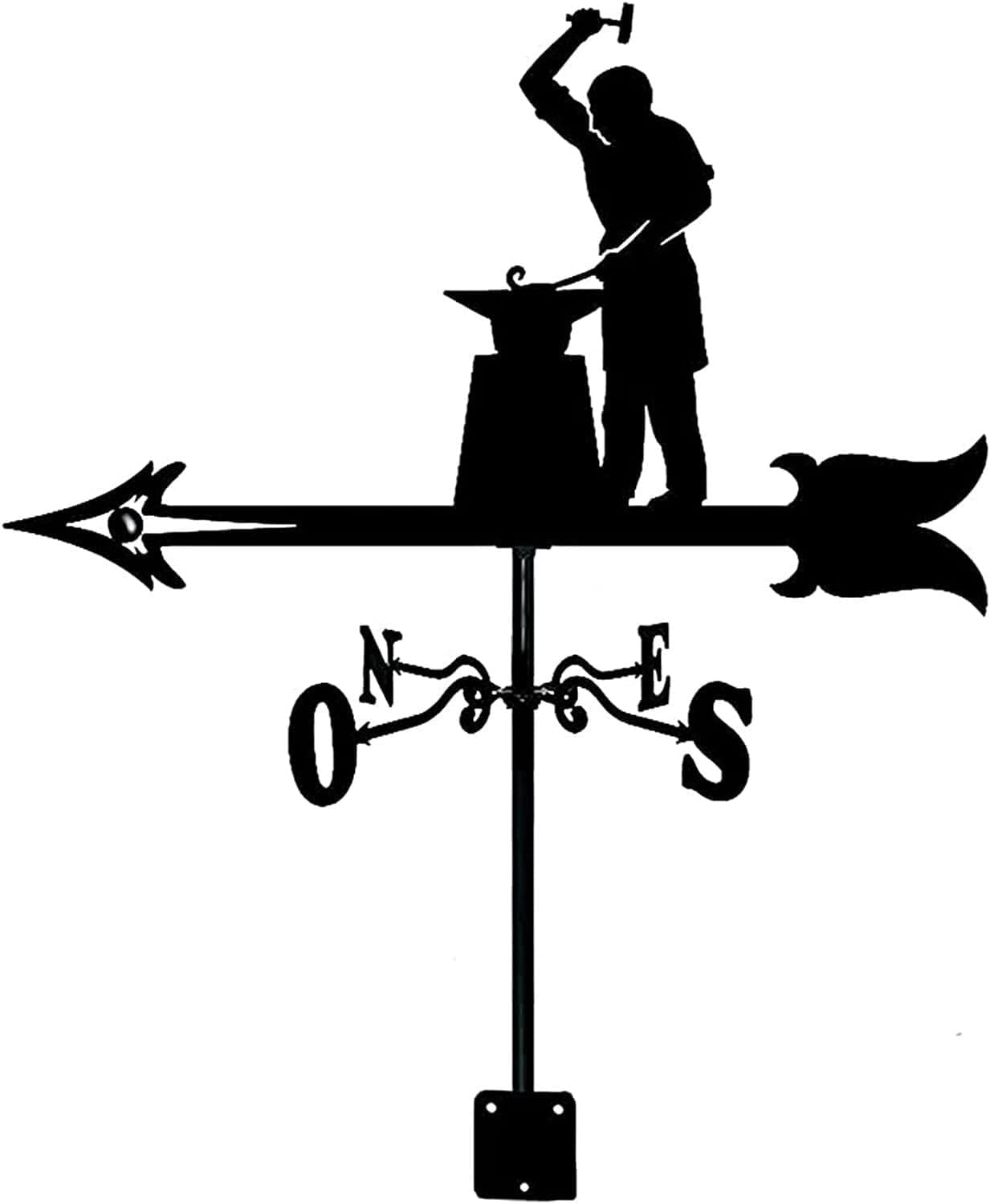 Klonwg Blacksmith Weathervane Stainless Steel Outdoor Ornament Weather Vane For Garden Garage Dome Barn Decoration