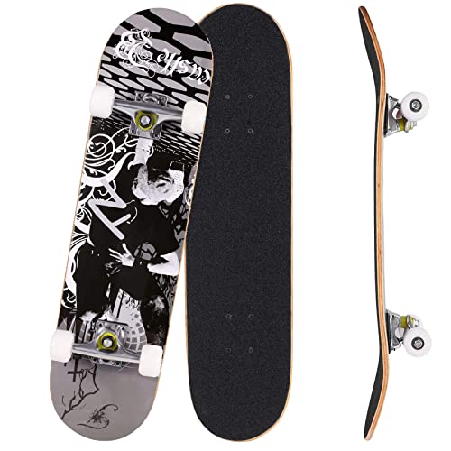 ILAHUI Skateboard Ado Fille Enfant Adulte Débutants- 7 Couches En Bois