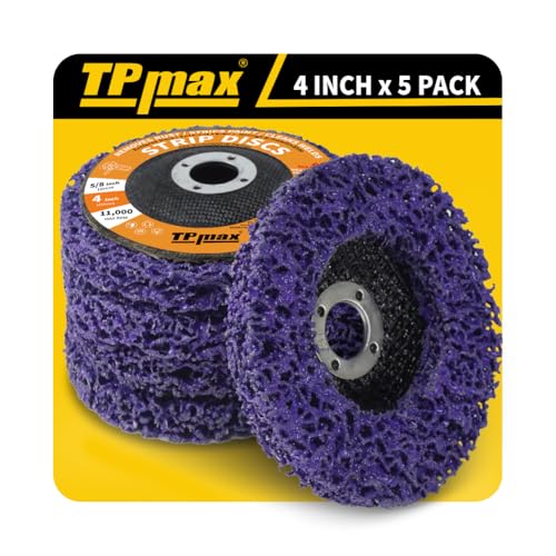 TPmax 4 inch Stripping Discs Rust Remover Discs Remove Paint and Oxidation 5/8 inch Arbor Clean Discs Poly Strip Disc Angle Grinding Wheel - 5 Pack(Purple)