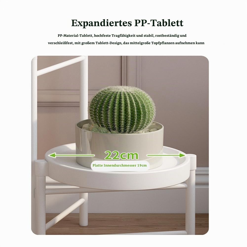 4 Etagen Pflanzenständer Metall Blumenständer Pflanzenregal Blumenregal Indoor Outdoor, Faltbar Blumentreppen mit Abnehmbaren Tabletts für Garten Balkon Wohnzimmer, Weiß Stil B