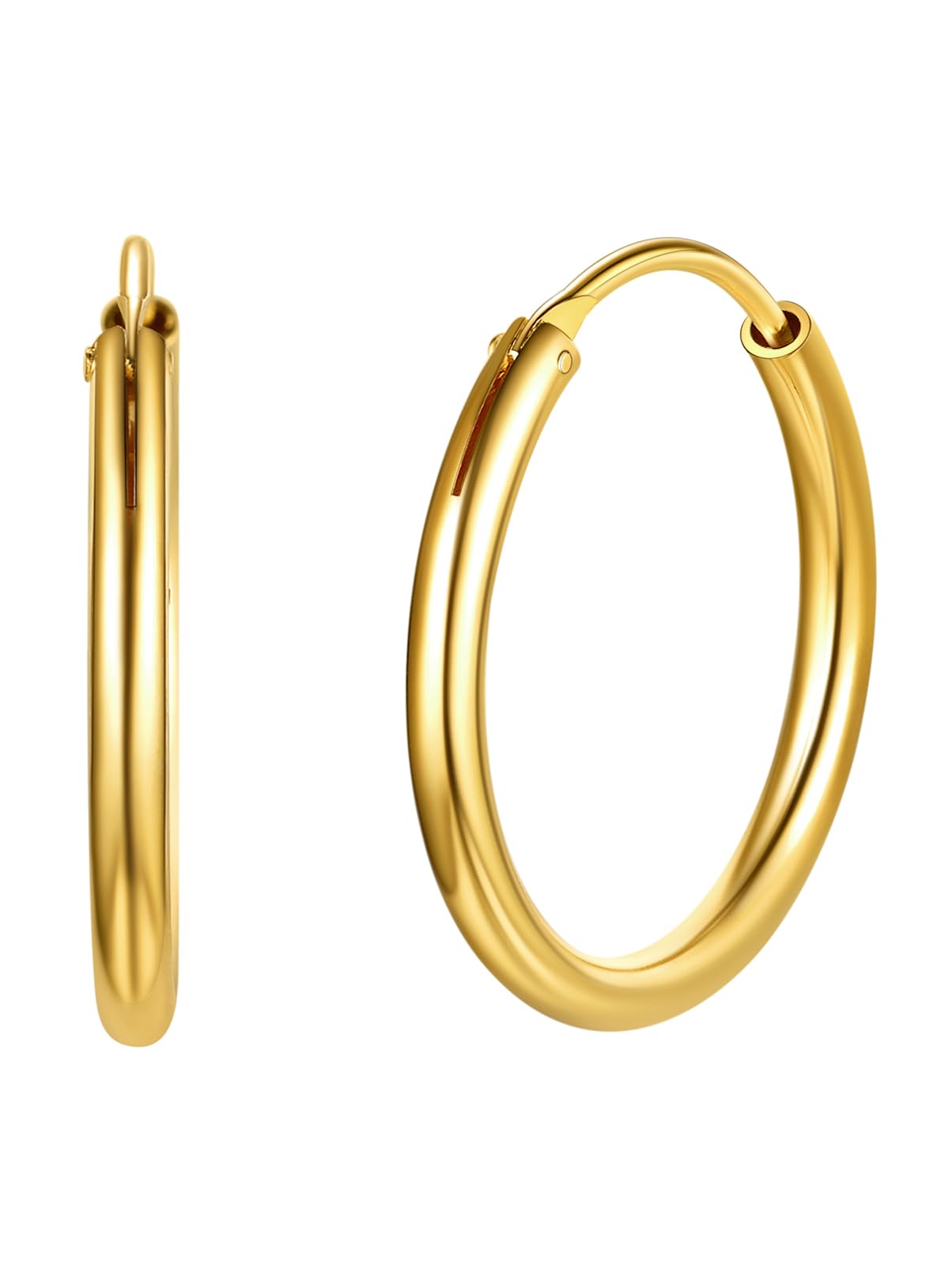 Silvora 2 Pcs Pendientes Aros Plata Clásicos Elegantes para Damas Mujeres, 20mm 30mm 50mm 70mm Diámetro, Plata de Primera Ley/Plata Vermeil/Oro Rosa/Negro