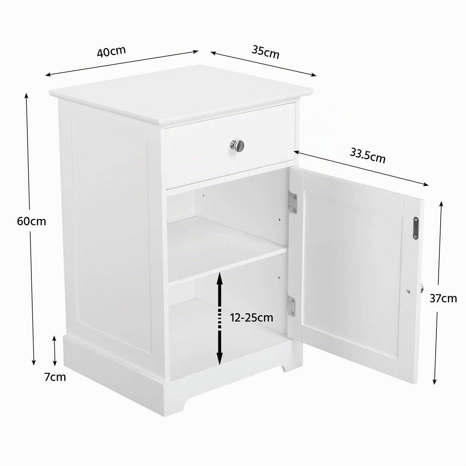 Yaheetech 2X Mesillas de Noche para Cama Blanca | Mesas Auxiliares para Dormitorio Baño Salón Muebles Organizadores