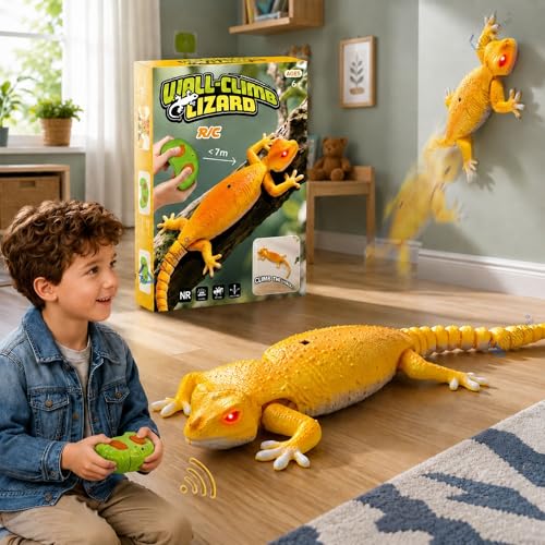 Image of GRAPHENE Wall Climbing RC Lizard Toy Remote Control Robot Toys for Kids Rechargeable Creepy Crawler Climbs Walls & Ceilings Glowing Eyes Prank Toys 5+ Boys Girls Birthday Gift Sticky