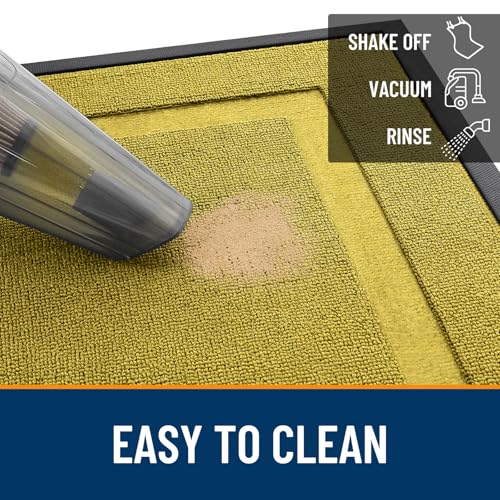 Image of OLANLY Front Door Mat Indoor Outdoor Entrance, Waterproof All-Season, All-Weather Doormat, Sturdy Natural Rubber, Low Profile, Easy Clean Patio Porch Entryway Mat, 47x23, Lime Green