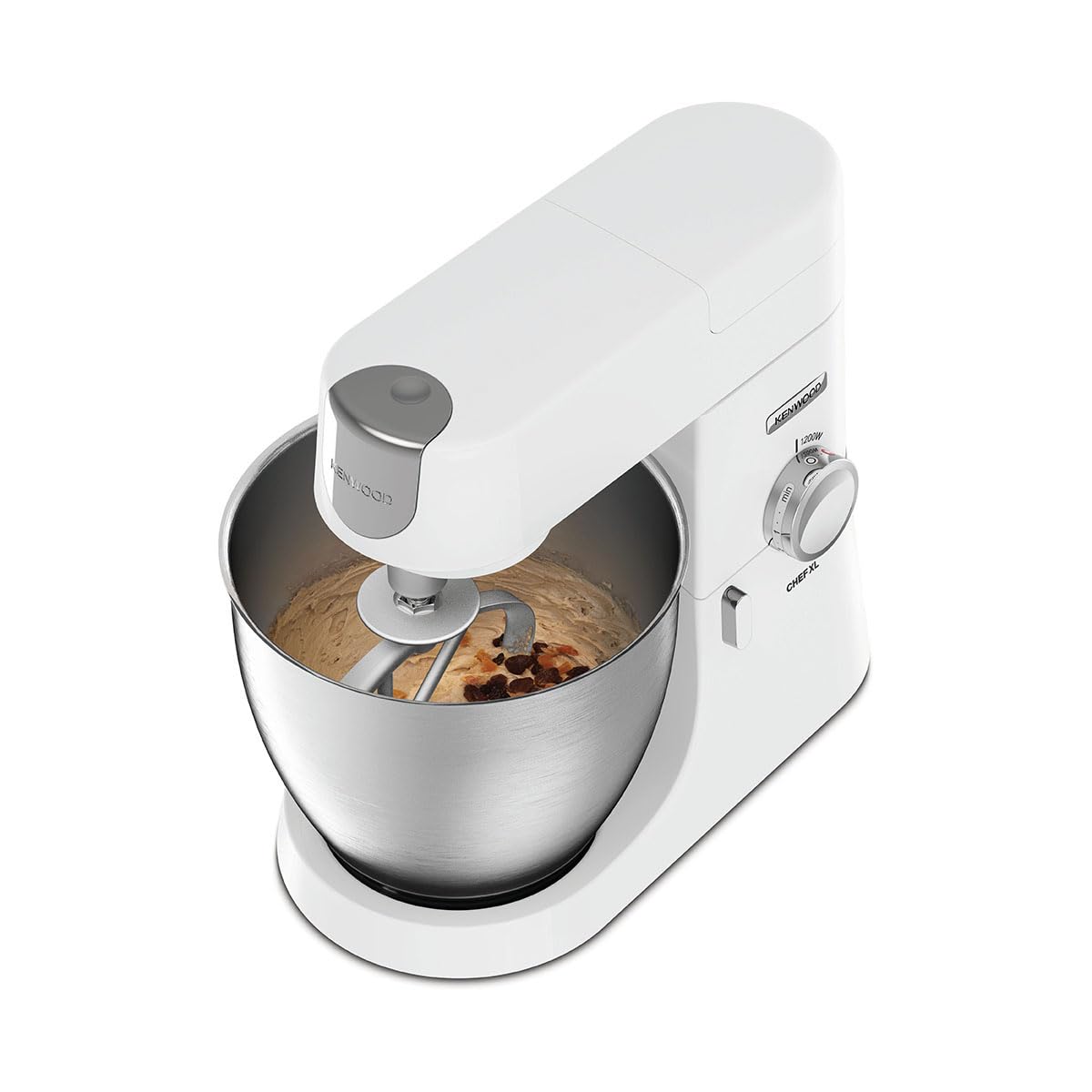 Kenwood Chef XL Amasadora planetaria KVL4100W, 3 ganchos y batidores para amasar, montar y mezclar, cuenco de 6,7 L, lavable en lavavajillas, motor de 1200 W, color blanco