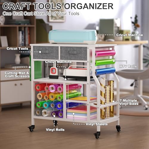 Image of Organizers and Storage Compatible with Cricut Machines, White