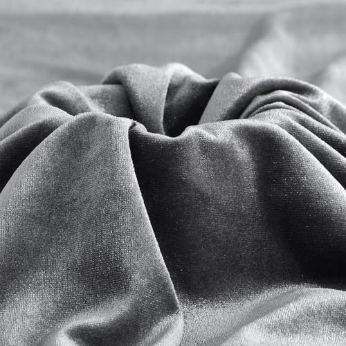 MaiMaiSuan Grey Velvet Fabric by The Yard,1 Yard 60' Wide Soft Stretchy Velvet Cloth for Upholstery Sofa Chair Cover,DIY Sewing,Costume,Craft,Curtain