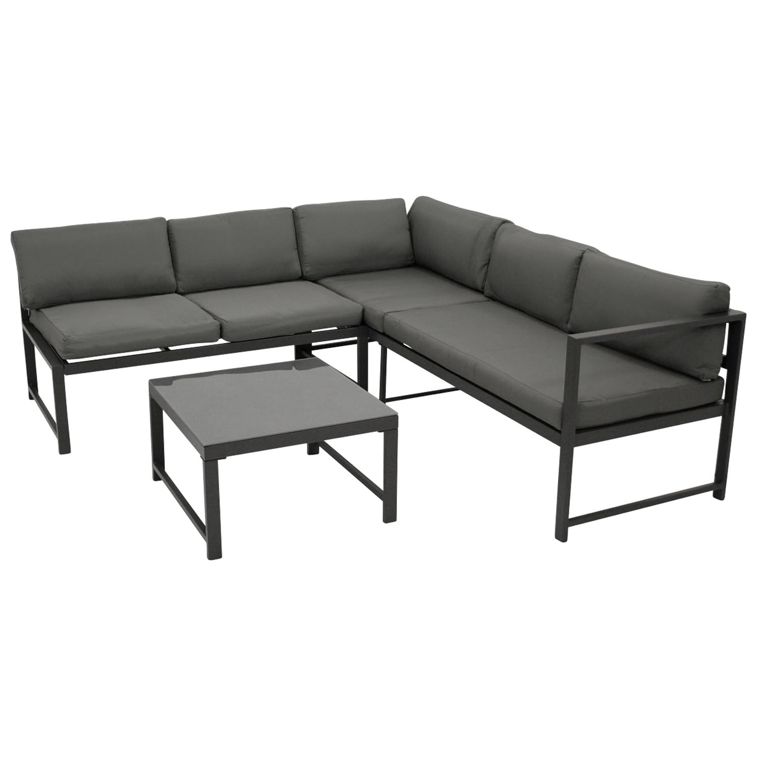 DEGAMO Funktions Eck- Loungeset Montana 192x188cm, Aluminiumgestell dunkelgrau, mit Verstellbarer Liegefunktion und Polstern grau, Outdoor wetterfest