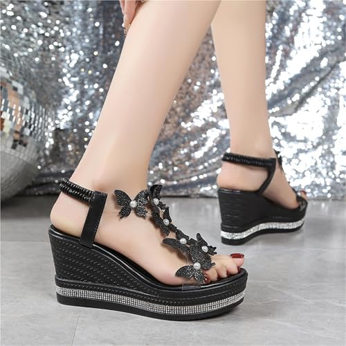 WomenWomen's High Heel Wedge Sandals Platform Fashionable Butterfly4