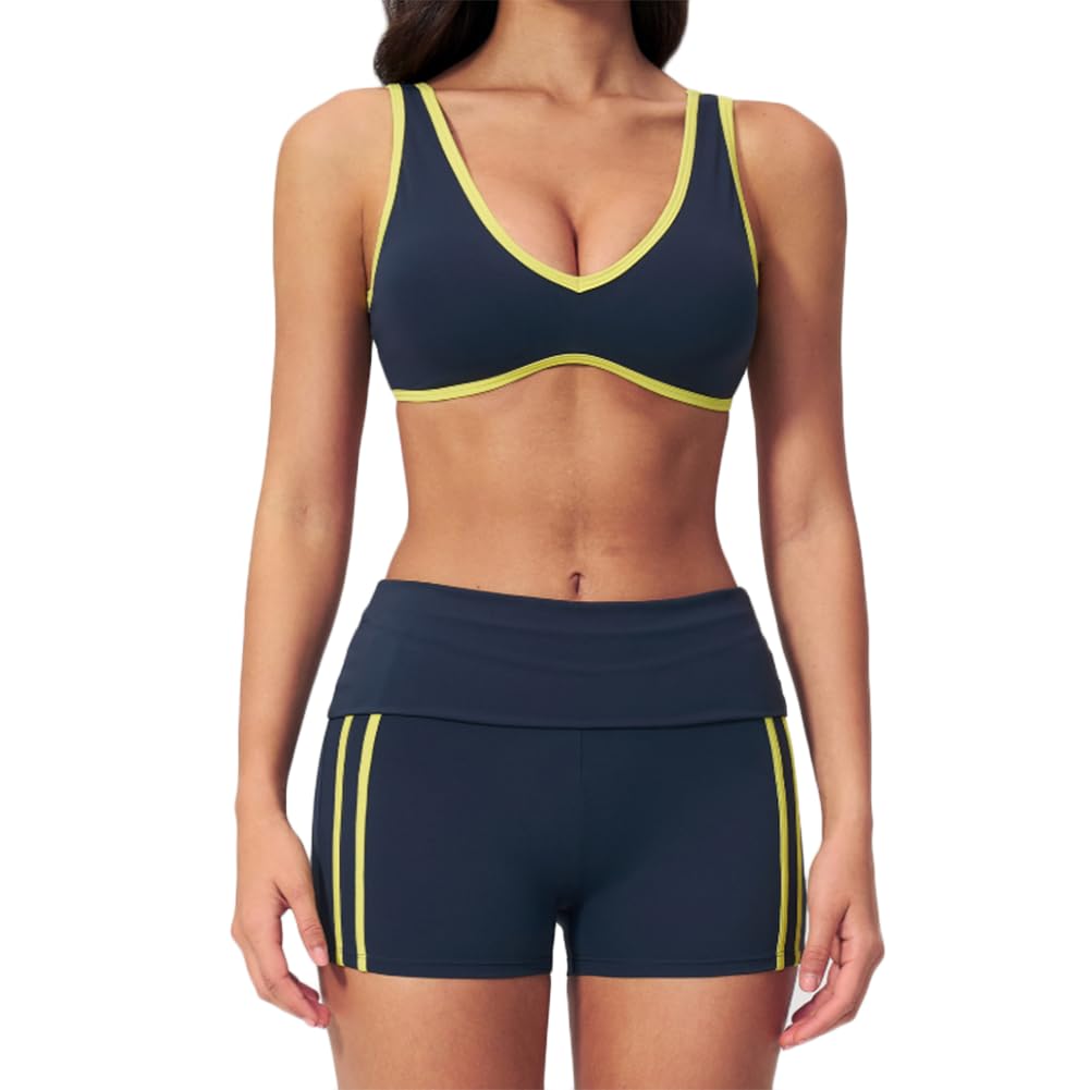 XYFfybhsd Yoga Workout Set, High Waist Butt Lifting Sports Bra & Shorts With, Breathable for Gym & Outdoor(Size:XL,Color:Blue)