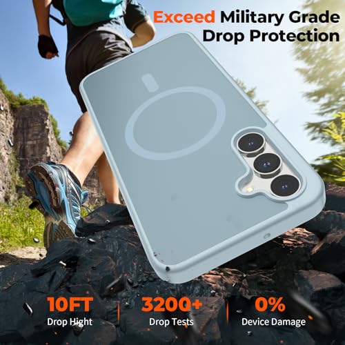 Image of SUPFINE Magnetic for Samsung Galaxy A16 5G Case with Screen Protector, (Built-in Magnets) (Military Grade Drop Protection) Slim Translucent Shockproof Phone Case,Sliver Blue