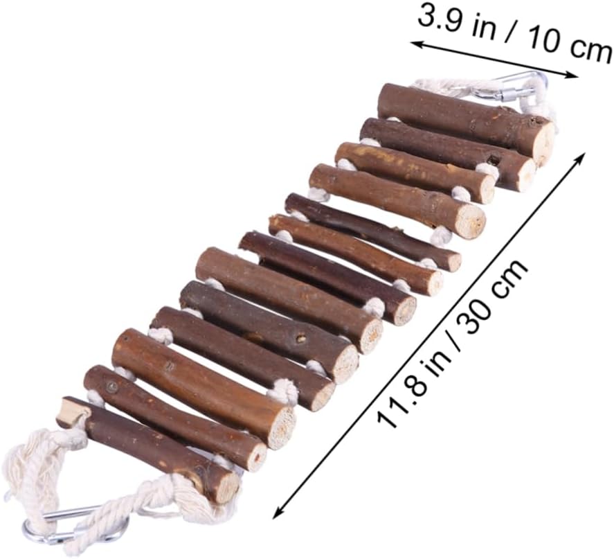 Wooden Bird Ladder Toy Flexible Parrot Swing Bridge Natural Climbing Accessory for Cockatiels and Other Birds Random