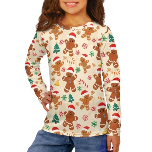 Image of Girls Long Sleeve Shirts Casual Crewneck Soft T-shirts for Girls 3-16 Years Old