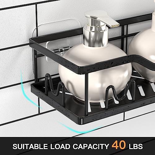 Ssylqwj Shower Caddy, Shower Shelf No Drilling, Adhesive Shower Storage with Soap Holder, Bathroom Storage Accessories Black 3 Pack - Image 5