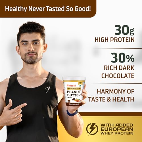 Image of Pintola High-Protein Combo: Dark Chocolate Crunchy Peanut Butter 510g & 22g High Protein Dark Chocolate Oats 400g | No Refined Sugar, Gluten-Free | With Almonds, Raisins, Pumpkin & Chia Seeds