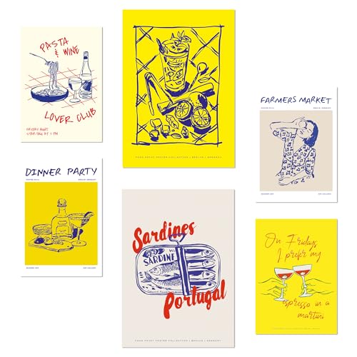 Pósters de comida pop art amarillos Nacnic sin marco con ilustraciones de diseño