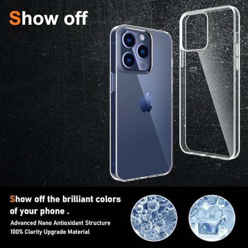 Image of NISHTECH for iPhone 15 Pro Max (2023) Premium Transparent Hybrid Soft Slim Dust Proof Back Case Cover Silicone with Camera Protection