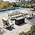 HERA'S HOUSE 4 Pieces Patio Furniture Set with Fire Pit Table, 2 x Rocking Chair, 3-Seat Sofa with 45" Fire Pit Table, Outdoor Conversation Set for Garden, Poolside, Backyard
