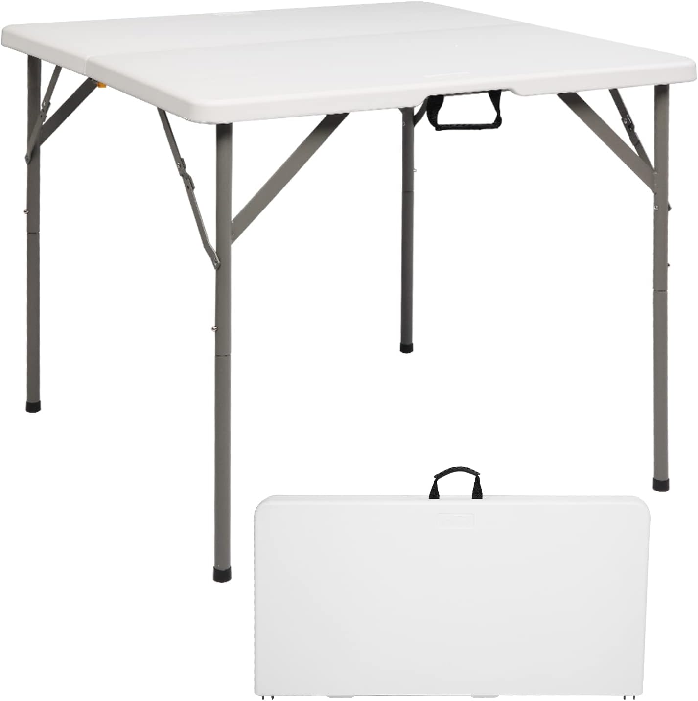 – 3ft Square Folding Table, Portable Plastic Picnic Dinning Table for Indoor and Outdoor Use