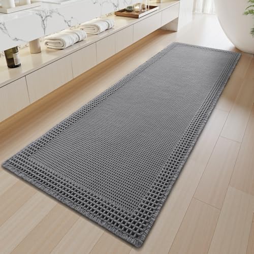 SIXHOME Alfombra de Pasillo Larga Antideslizante Lavable fácil de Limpiar para Comedor lavandería Tapete Cocina Alfombra para Cocina Pasillo Lavadero 40 * 60cm Gris foncé