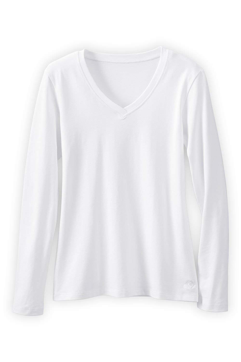 Fair Indigo Women's Organic Pima Cotton Long Sleeve V-Neck T-Shirt