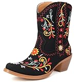 Muliumixue Women's Black Western Ankle Boots Faux...
