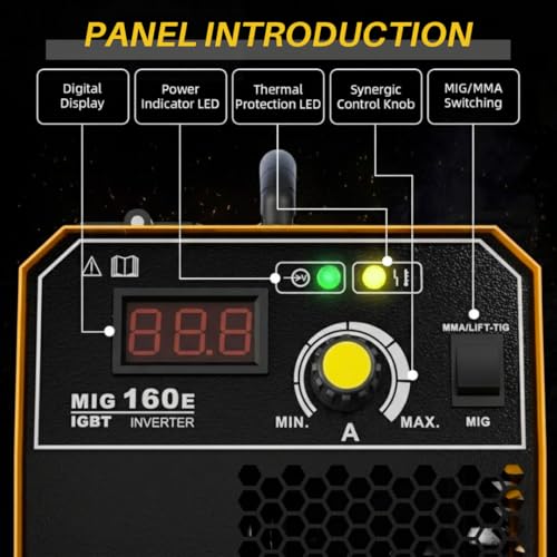 Image of Rilon MAG 160E Gasless MAG /ARC /TIG Lift Inverter Welding Machine | 160A IGBT Synergic Welder | Portable & Lightweight | With Torch, 1kg 0.8mm Wire Spool & Earthing Clamp