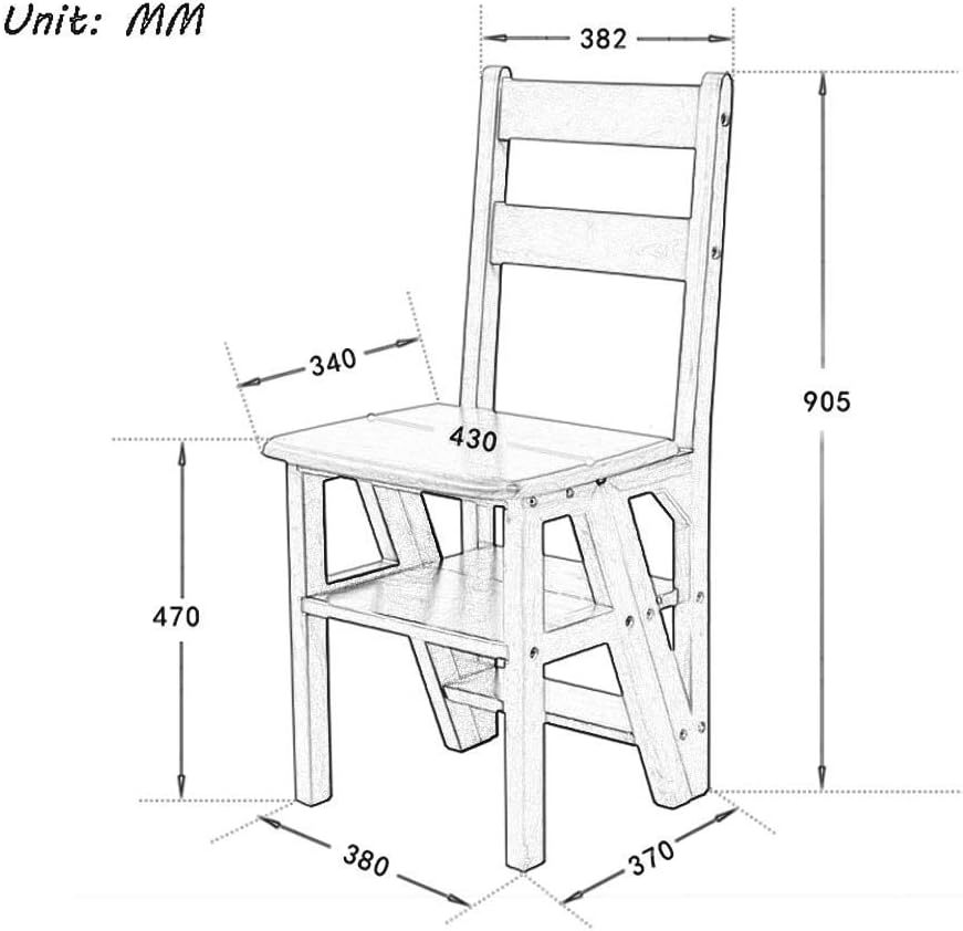 Stepstools Folding Ladder Stools Rubber Wood 4-Tier Library Step Stools Chair Multifunctional Kitchen Office Safety Stepladder 150 Kg Capacity