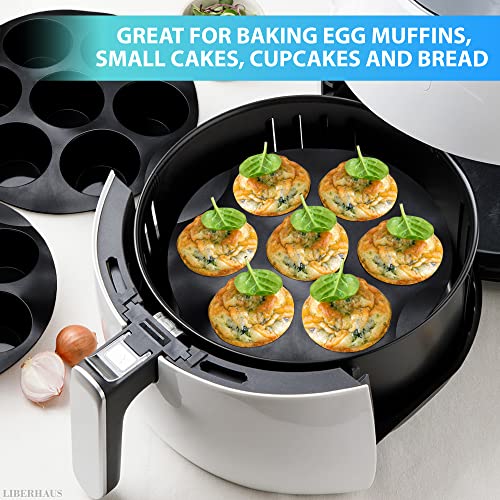 Silicone Muffin Pan Cupcake Tray - 7 Cupcake Pans Air Fryer Silicone Muffin Pans For Baking Cupcake Mold For 3.5-5.8L Air Fryer Accessories - Nonstick Pan Chocolate Mold Cupcake Maker Mini Muffin Pans #TOP4