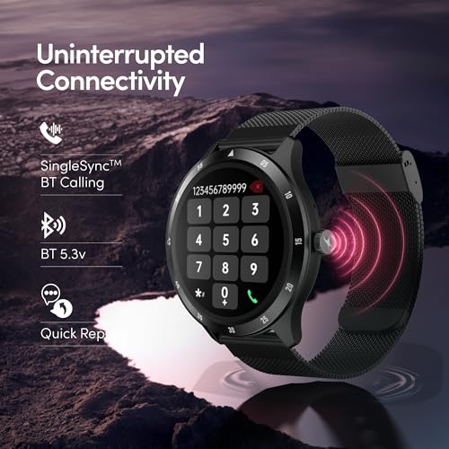 Image of Fastrack Jupiter R2 Smart Watch for Man & Smart Watch for Women with 1.38 inch Display, BT Calling, Functional Crown, 100+ Sports Modes, Health Suite, SOS, IP68, 5 Days Battery (Black Mesh)