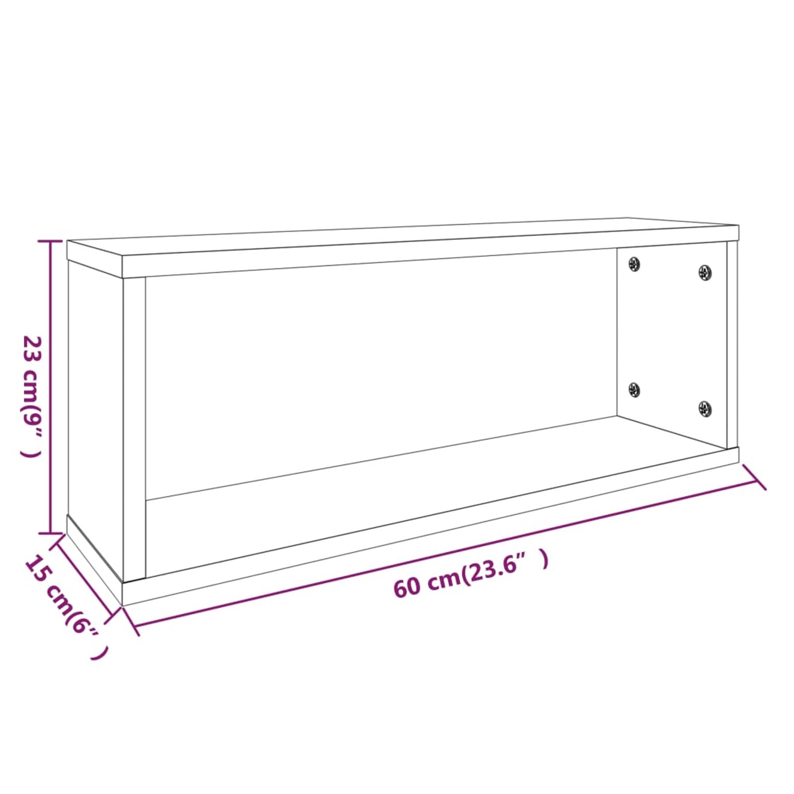 Mensole Cubo Muro 6 pz Grigio Sonoma 60x15x23 Legno Multistrato,Set Mensole da Muro,Cubi Arredo,Mensole Cubo,Cubi da Parete