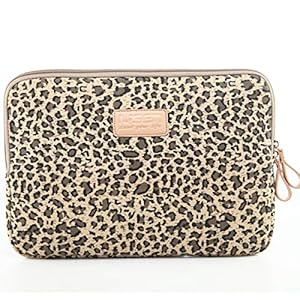 BSLVWG 10-15 Zoll Wald-Serie-Muster Wasserdicht Segeltuch Laptop-Hülle zum 13,3 Zoll Laptop Fall kompatibel mit MacBook Air 13 Hülles MacBook Pro 13 Hülle ipad 12.9 (15.6 Zoll, Leopardenbraun)