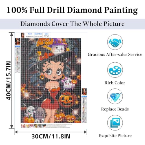 Image of JAKI Halloween Diamond Art Painting Kits for Adults,Diamond Art for Adults