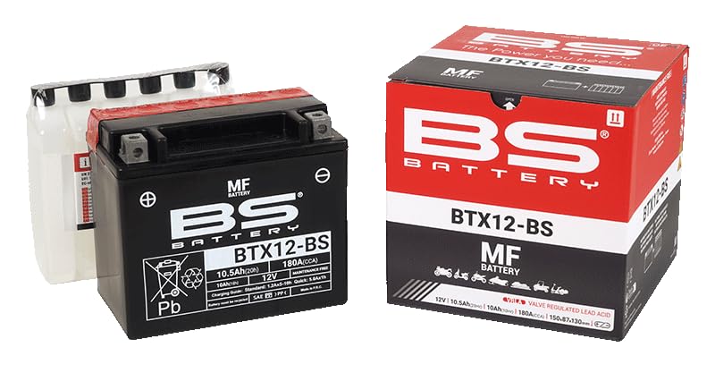 Batería moto BS-Battery BTX12-BS equivalente a YTX12-BS Dimensiones: 150 x 87 x 130 mm