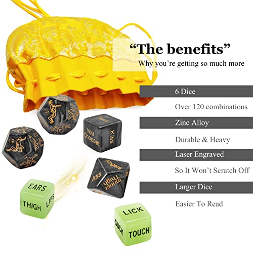 image for RIBBONVET Sex Dice Party Favor, Sex Position Dice, Glow in The Dark Ac