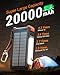 BLAVOR 45W Solar Charger Power Bank 20000mAh Wireless Portable Charger Built-in Cables, PD QC Fast Charging Battery Pack with USB-C for iPhone, Samsung, Dual Flashlight & Carabiner for Camping, Hiking