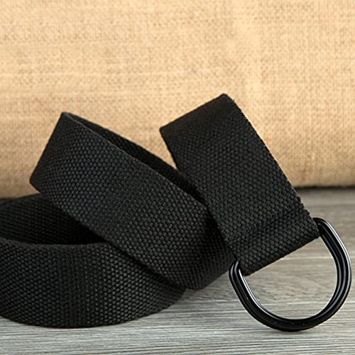 Tong Gu Men Women Canvas Belt Metal D Ring Buckle Woven Web2
