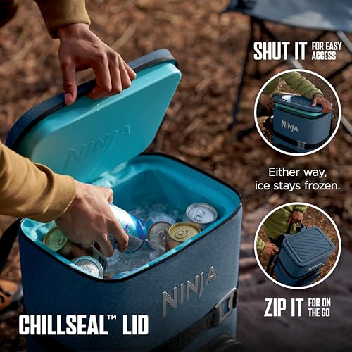 Image of Ninja FrostVault Go Can Soft Cooler, 24 /36 Can, Leak Proof, Built-In Cup Holder, 2 Ice Packs & Dry Storage Drawer, Polyester Insulation, Hiking, Camping, Picnic