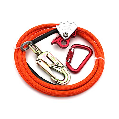 Smt- 1/2" X 8'Orange Climb Right Steel Wire Core With Triple Lock Lanyard Kit Flip Line Swivel Snap Arborist [P/N: Et-Outdoor003-Raw] #TOP4