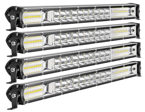 Slim LED Light Bar for Truck MUVKQC 13 Inch 120W 10000lm Double Row Light Bars,12V 24V Spot Flood Combo Off Road Driving Fog Work Lights for ATV UTV Tractor Pickup Cart SUV (4X12IN 120W)
