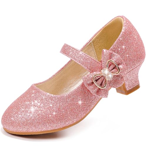 Image of Dufannie Girls Dress Shoes Princess Flats Heels for Toddler Little Big Kids