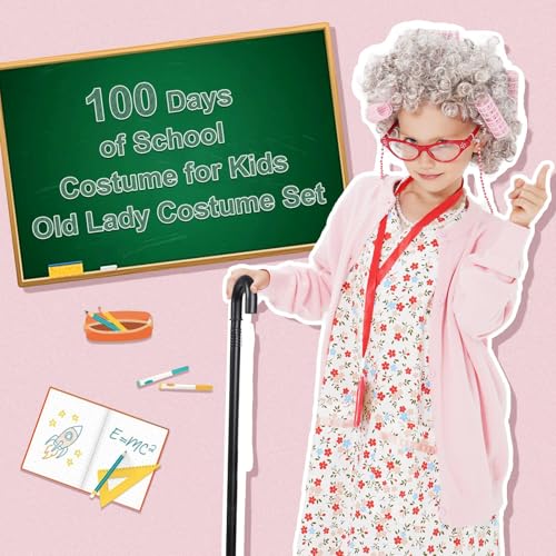 Disfraz de vieja para niñas 9 piezas miniatura 4