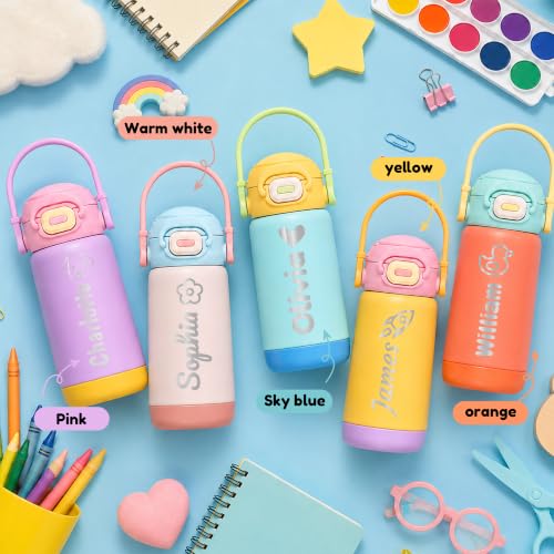 Personalized Kids Water Bottle with Name, Insulated Back to School Cup. — view 4