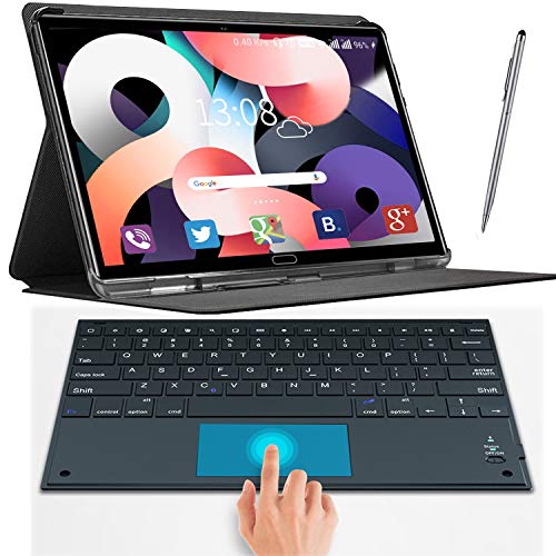 Tablet 10.8 Inch Android 10.0, 5G-Dual WiFi, 10-Core 2.3Ghz CPU 4GB RAM+64GB ROM 512GB Expandable, Tablet with Keyboard Touch 2560X1600 (2K) Screen HD+, 16MP Camera Dual SIM 4G Bluetooth GPS (Silver)